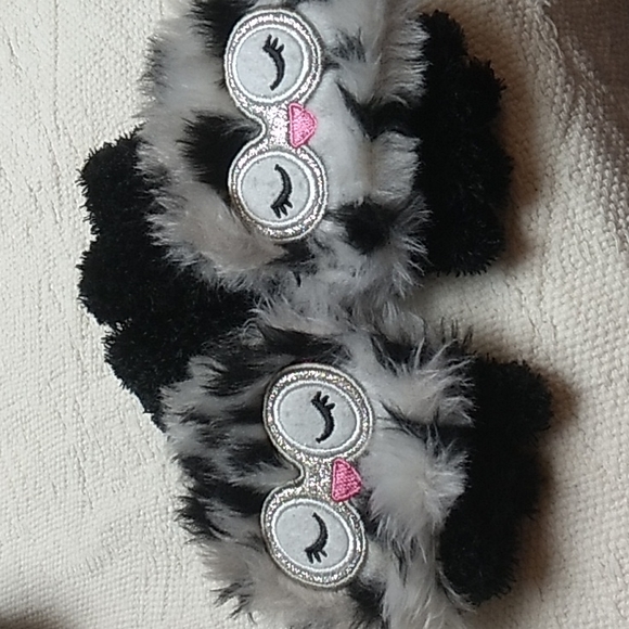 Wonder Nation kids scarf & gloves Owls Black, White w Pink 100% polyester - Picture 3 of 6